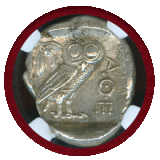 古代ギリシャ アッティカ アテネ 440-404BC 4ドラクマ 銀貨 フクロウ NGC Ch AU