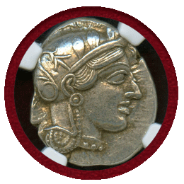 古代ギリシャ アッティカ アテネ 440-404BC 4ドラクマ 銀貨 フクロウ NGC Ch AU