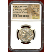 古代ギリシャ シチリア 紀元前320-300年 テトラドラクマ 銀貨 アレトゥーサ NGC AU