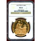 ペルー 1963年 100ソル 金貨 女神座像 NGC MS65