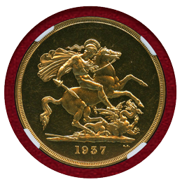 イギリス 1937年 5ポンド 金貨 ジョージ6世 NGC PF63CAMEO