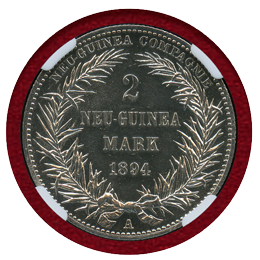 独領ニューギニア 1894A 2マルク 銀貨 極楽鳥 NGC PF62