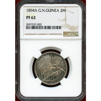 独領ニューギニア 1894A 2マルク 銀貨 極楽鳥 NGC PF62