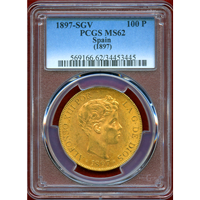 スペイン 1897年 100ペセタ 金貨 アルフォンソ13世 オリジナル PCGS MS62