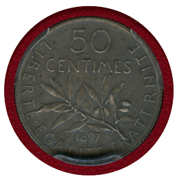 フランス 1897年 50サンチーム 銀貨 種を蒔く女神 PCGS PR62Matte