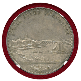 【SOLD】ドイツ 1843年 2ターラー 銀貨 フランクフルト都市景観 NGC MS61