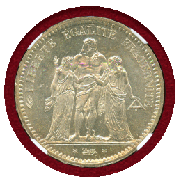 フランス 1873A 5フラン 銀貨 ヘラクレス NGC MS64+