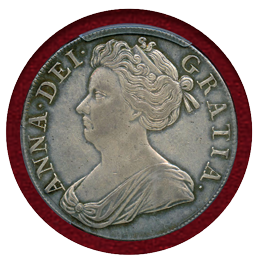 【SOLD】イギリス 1708年 クラウン 銀貨 アン女王 PCGS AU58