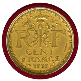 フランス 1929年 100フランプルーフ試作貨(ESSAI) NGC PF64