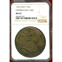 【SOLD】イタリア リヴォルノ 1723年 トレロ 銀貨 ジャン・ガストーネ NGC MS63