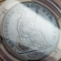 イギリス 1854年 ペニー 銅貨 ヴィクトリア ヤングヘッド PCGS MS64+BN