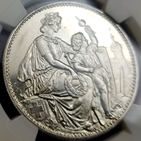 スイス 連邦射撃祭 1865年 5フラン 銀貨 シャフハウゼン NGC MS63