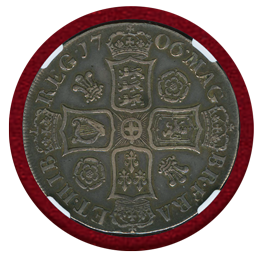 イギリス 1706年 クラウン 銀貨 アン女王 Pre-Union NGC AU50