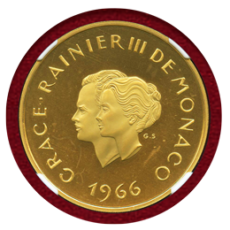 モナコ 1966年 200フラン 金貨 レーニエ3世・グレース王妃ご成婚10周年 PF67UC