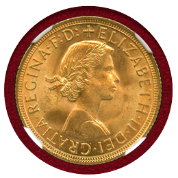 【SOLD】イギリス 1958年 ソブリン 金貨 エリザベス2世 NGC MS65