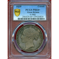 イギリス 1839年 クラウン 銀貨 ヴィクトリア ヤングヘッド PCGS PR64+