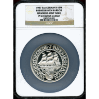 ドイツ 1987年 5マルク リプロダクション ブレーマーハーフェン160周年 NGC PF69UC