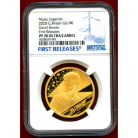 イギリス 2020年 100ポンド 金貨 デヴィッド・ボウイ NGC PF70UC FR