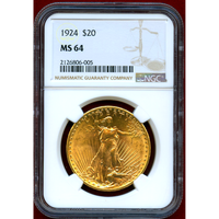 【SOLD】アメリカ 1924年 20ドル 金貨 セントゴーデンス NGC MS64