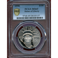 アメリカ 1998年 $100 プラチナ貨 自由の女神 PCGS MS69
