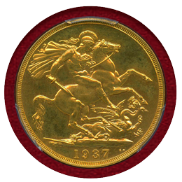 イギリス 1937年 2ポンド 金貨 ジョージ6世 PCGS PR63