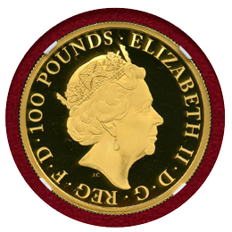 イギリス 2018年 £100 クイーンズビースト ブラックブル NGC PF70UC FR