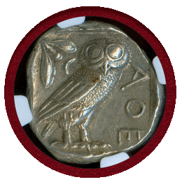 古代ギリシャ アッティカ アテネ 440-404BC 4ドラクマ 銀貨 フクロウ NGC Ch AU