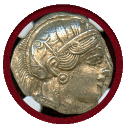 古代ギリシャ アッティカ アテネ 440-404BC 4ドラクマ 銀貨 フクロウ NGC Ch AU
