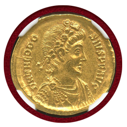 【SOLD】東ローマ帝国 379-395年 ソリダス 金貨 テオドシウス1世 AU 5/5,3/5