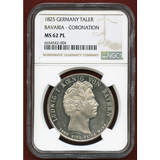 【SOLD】ドイツ バイエルン 1825年 ターラー銀貨 ルートヴィヒ1世戴冠記念 MS62PL