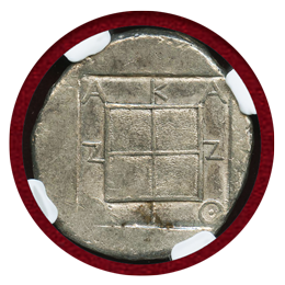 マケドニア王国 アカントス 470-430 BC テトラドラクマ銀貨 ライオンと雄牛 Ch AU
