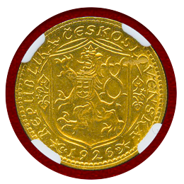 チェコスロバキア 1926年 ダカット 金貨 聖ヴァーツラフ NGC MS64