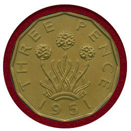 【SOLD】イギリス 1951年 3ペンス 黄銅貨 ジョージ6世 NGC PF63MATTE