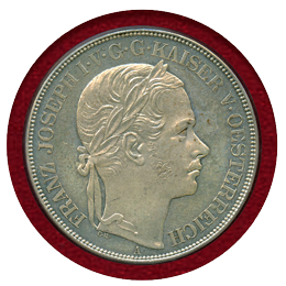 オーストリア 1857A 2ターラー 銀貨 ウィーン・トリエステ鉄道開通記念 PCGS MS61PL