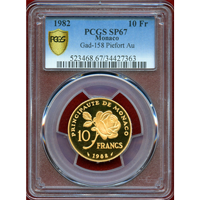 モナコ 1982年 10フラン 金貨 ピエフォー グレース王妃 PCGS SP67