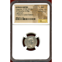 ローマ帝国 27BC-AD14 デナリウス 銀貨 アウグストゥス NGC AU