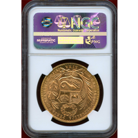 ペルー 1966年 100ソル 金貨 女神座像 NGC MS65