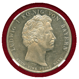 ドイツ バイエルン 1828年 ターラー 銀貨 王族への天の祝福 NGC UNC DETAILS