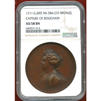 イギリス 1711年 銅メダル アン女王 ブシャン包囲戦 NGC AU58BN