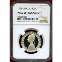 【SOLD】イタリア 1995R 500リレ 銀貨 コロンブスの船 NGC PF69UC