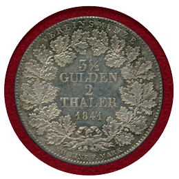 ドイツ 1841年 2ターラー 銀貨 フランクフルト都市景観 PCGS MS62