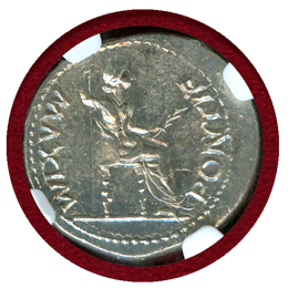 【SOLD】ローマ帝国 14-37 デナリウス銀貨 ティベリウス NGC Ch AU