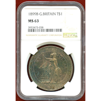 【SOLD】イギリス 1899B トレードダラー銀貨 ブリタニア NGC MS63