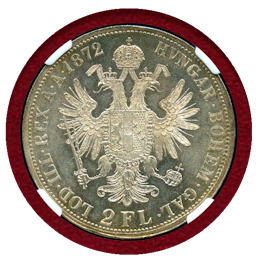 【SOLD】オーストリア 1872年 2フローリン 銀貨 フランツヨーゼフ1世 NGC MS64