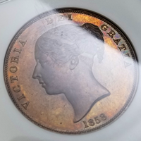 イギリス 1858年 ペニー 銅貨 ヴィクトリア ヤングヘッド NGC MS65BN