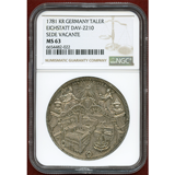 ドイツ アイヒシュテット 1781KR 都市景観 ターラー 銀貨 NGC MS63