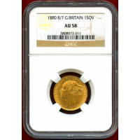 【SOLD】イギリス 1880 ソブリン 金貨 ヴィクトリア ヤングヘッド セントジョージ AU58