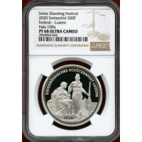 【SOLD】スイス 現代射撃祭 2020年 50フラン 銀貨 ルツェルン NGC PF68UC