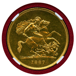 イギリス 1887年 5ポンド 金貨 ヴィクトリア ジュビリーヘッド NGC MS62PL