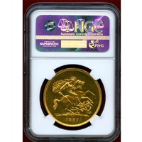 イギリス 1887年 5ポンド 金貨 ヴィクトリア ジュビリーヘッド NGC MS62PL